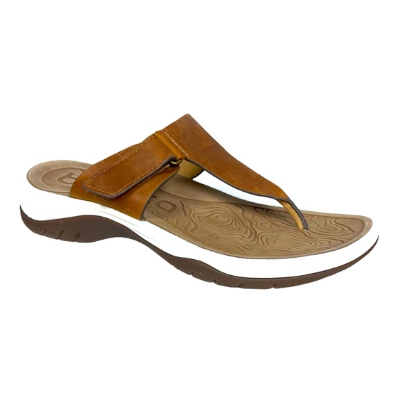 Bionica Womens Niklas Tan Leather Thong Sandal Comfort Beach Resortwear - Picture 1 of 9